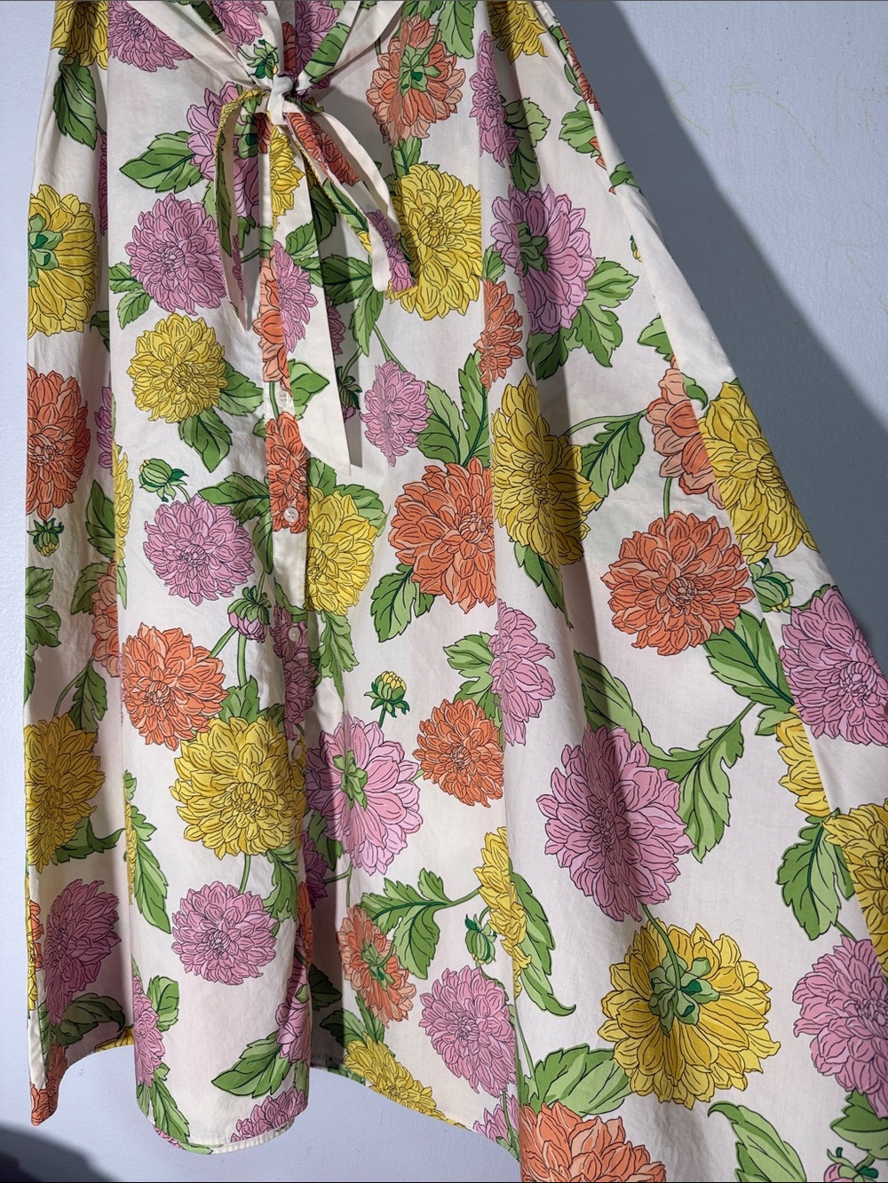 Hobbs Elena Floral Belted Midi Dress - White with Pink, Yellow & Orange size 8 - Picture 8 of 9
